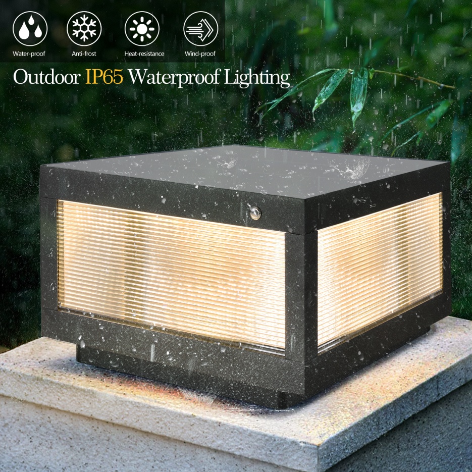 12inch Black Solar Powered LED Post Cap Light, Modern Outdoor LED Fence Light For Pathways, Decks, And Patios1-Pack - Image 6